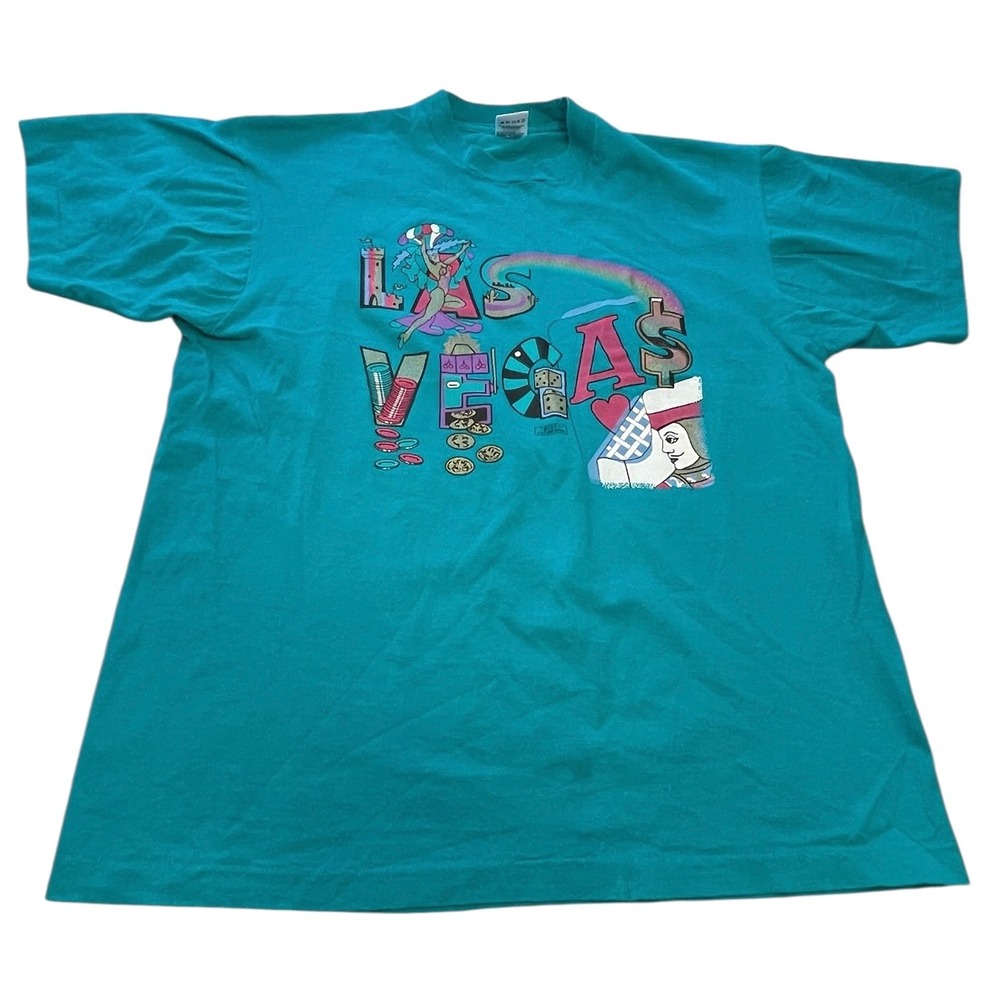 Vintage 90's Single Stitch 1991 Las Vegas T Shirt Streetwear Made In USA Casino